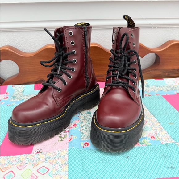 Dr. Martens Shoes - Dr. Martens Women's Cherry Red Jadon Platform Leather Boots